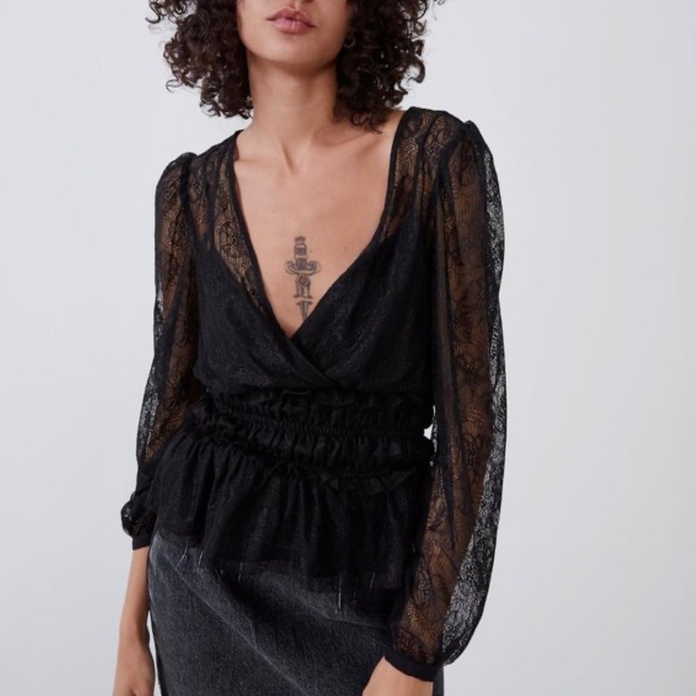 Zara Black Lace Blouse